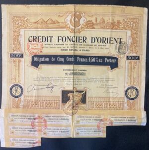TITRE - CREDIT FONCIER D'ORIENT - OBLIGATION de 500 Francs