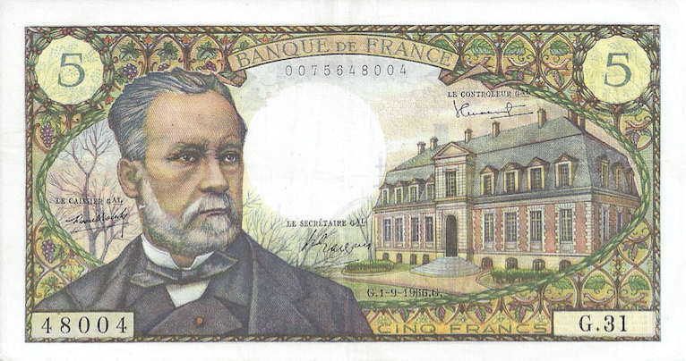 BILLET 5 Francs PASTEUR Type 1966 du G.1-9-1966.G